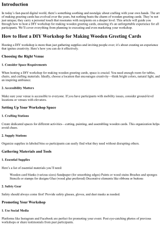 “How to Host a DIY Workshop for Making Wooden Greeting Cards”