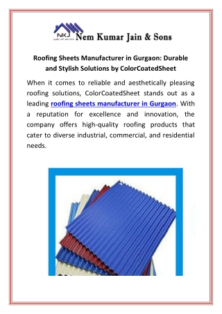 Roofing sheets manufacturer in gurgaon