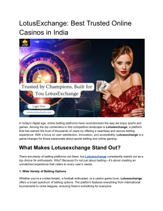 LotusExchange_ Best Trusted Online Casinos in India