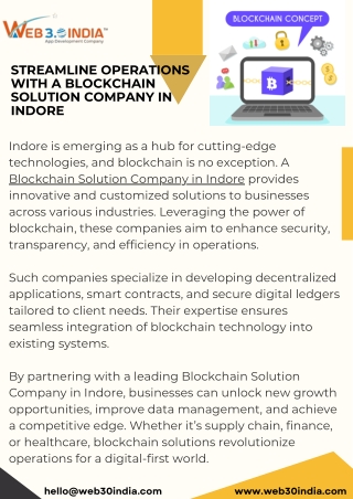 Streamline Operations with a Blockchain Solution Company in Indore