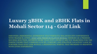 Luxury 3BHK and 2BHK Flats in Mohali Sector