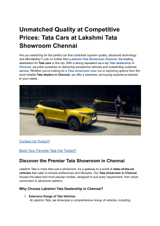 Unmatched Quality at Competitive Prices_ Tata Cars at Lakshmi Tata Showroom Chennai