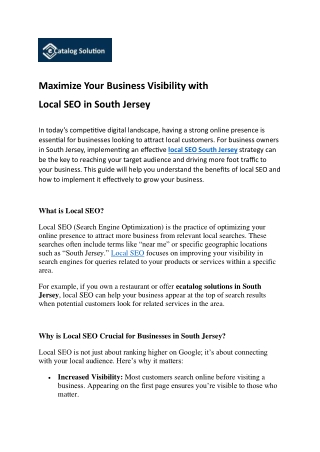 Maximize Your Business Visibility with Local SEO in South Jersey