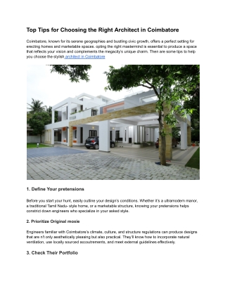 Architect in Coimbatore