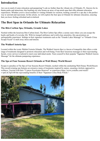 The Best Spas in Orlando for Ultimate Relaxation