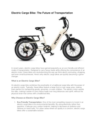 Electric Cargo Bike – Convenient, Eco-Friendly Transport