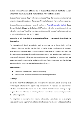 Smart Pneumatics Market size 2037