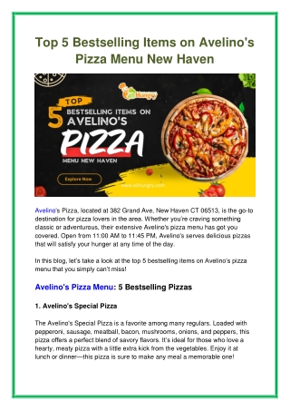 Top 5 Bestselling Items on Avelino's Pizza Menu New Haven - allHungry