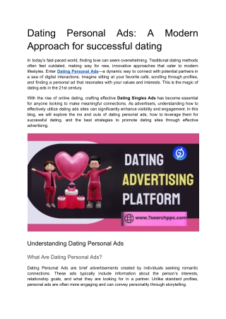 Dating Personal Ads: A Modern Approach for successful dating