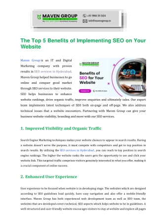 The Top 5 Benefits of Implementing SEO on Your Website