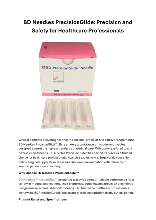 BD Needles PrecisionGlide: Precision and Safety for Healthcare Professionals