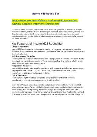 Inconel 625 Round Bar Suppliers