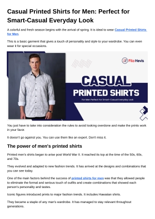 Casual Printed Shirts for Men Perfect for Smart-Casual Everyday Look