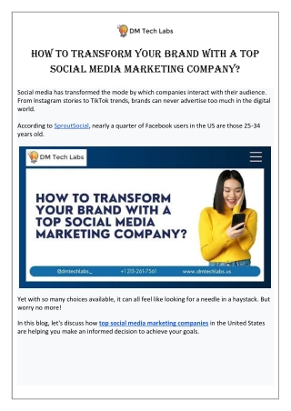 How to Transform Your Brand With a Top Social Media Marketing Company