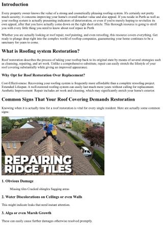 Renew Your Home: The Ultimate Resource to Roof Restoration in Perth