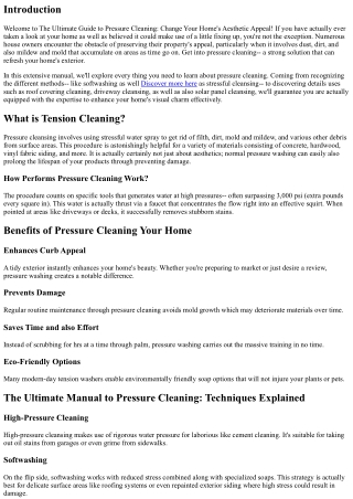 The Ultimate Overview to Pressure Cleaning: Improve Your Home's Visual Appeal