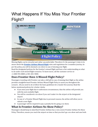What Happens If You Miss Your Frontier Flight?
