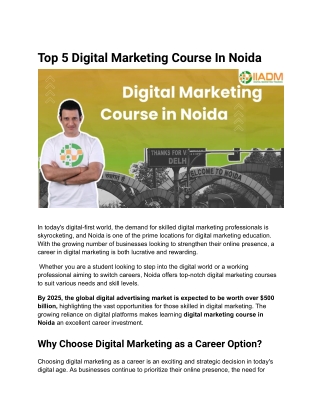 Top 5 Digital Marketing Course In Noida