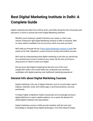 Digital Marketing Institutes in Gurgaon