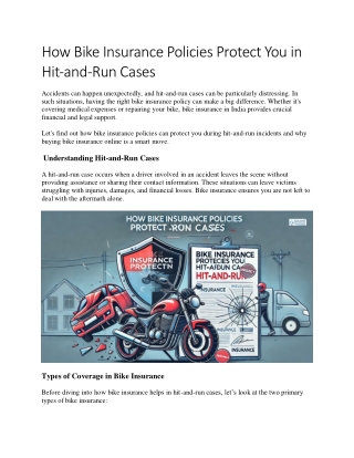How Bike Insurance Policies Protect You in Hit-and-Run Cases