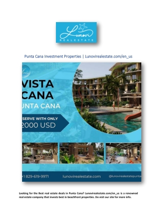 Punta Cana Investment Properties | Lunovirealestate.com/en_us