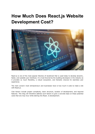 How Much Does React.js Website Development Cost?