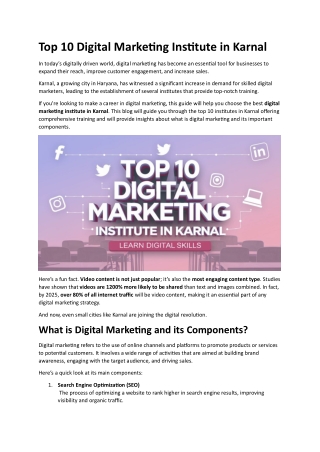 Digital Marketing Institute in Karnal