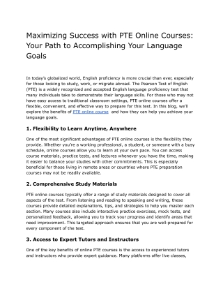 Maximizing Success with PTE Online Courses_ Your Path to Accomplishing Your Language Goals