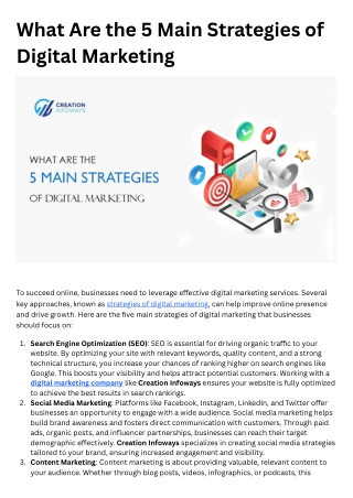 What Are the 5 Main Strategies of Digital Marketing