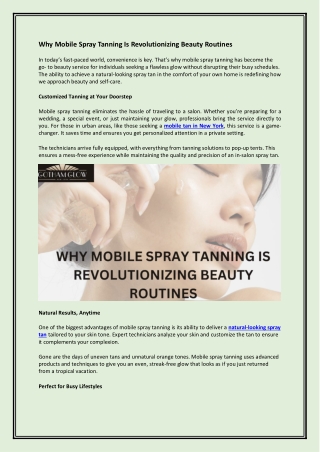 Why Mobile Spray Tanning Is Revolutionizing Beauty Routines