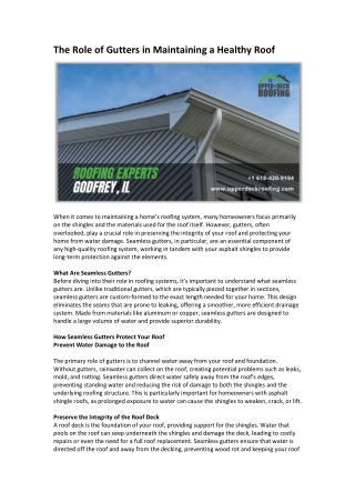 The Role of Gutters in Maintaining a Healthy Roof