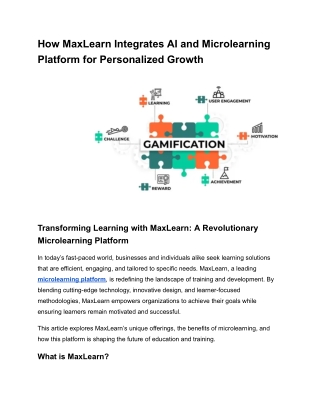 How MaxLearn Integrates AI and Microlearning Platform for Personalized Growth