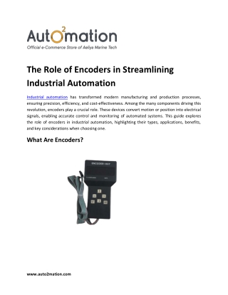 The Role of Encoders in Streamlining Industrial Automation