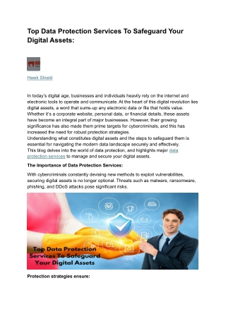 Top Data Protection Services To Safeguard Your Digital Assets