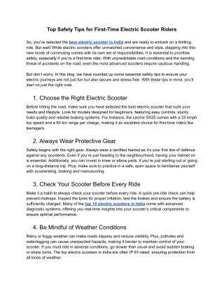 Top Safety Tips for First-Time Electric Scooter Riders_ Ride Smart and Stay Safe