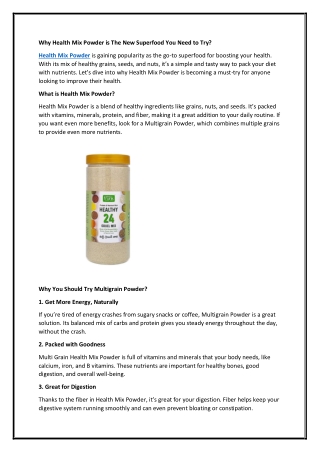 Why Health Mix Powder is The New Superfood You Need to Try?