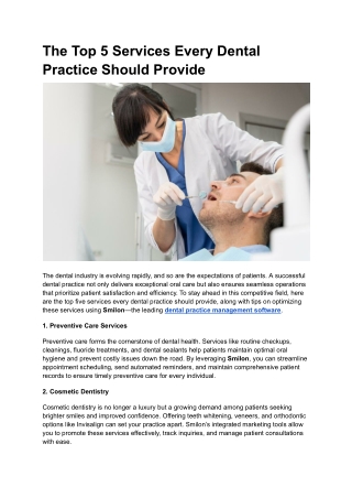 The Top 5 Services Every Dental Practice Should Provide
