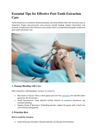 Essential Tips for Effective Post-Tooth Extraction Care