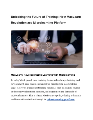 Unlocking the Future of Training_ How MaxLearn Revolutionizes Microlearning Platform