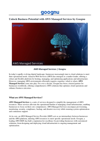 AWS Managed Services | Goognu