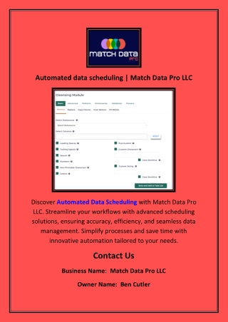 Automated data scheduling | Match Data Pro LLC