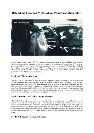Debunking Common Myths About Paint Protection Films