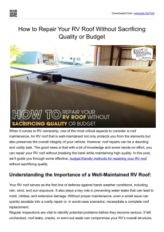 Top Tips for RV Camper Roof Sealing in Michigan on a Budget