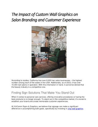 The Impact of Custom Wall Graphics on Salon Branding and Customer Experience