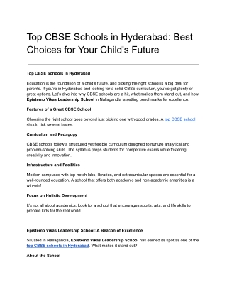 Top CBSE Schools in Hyderabad_ Best Choices for Your Child's Future