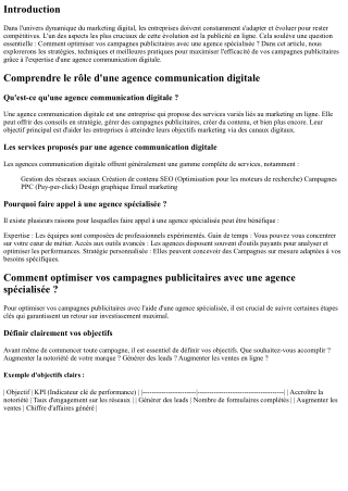 Comment optimiser vos campagnes publicitaires avec une agence spécialisée ?