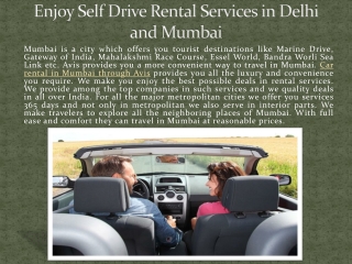Enjoy Self Drive Rental Services in Delhi and Mumbai