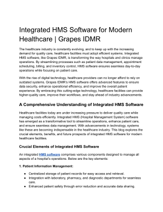 Integrated HMS Software for Modern Healthcare _ Grapes IDMR