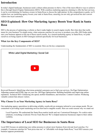 SEO Explained: How Our Marketing Agency Boosts Your Rank in Santa Rosa