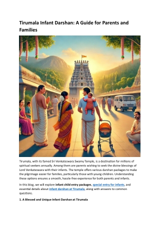 Tirumala Infant Darshan- A Guide for Parents and Families